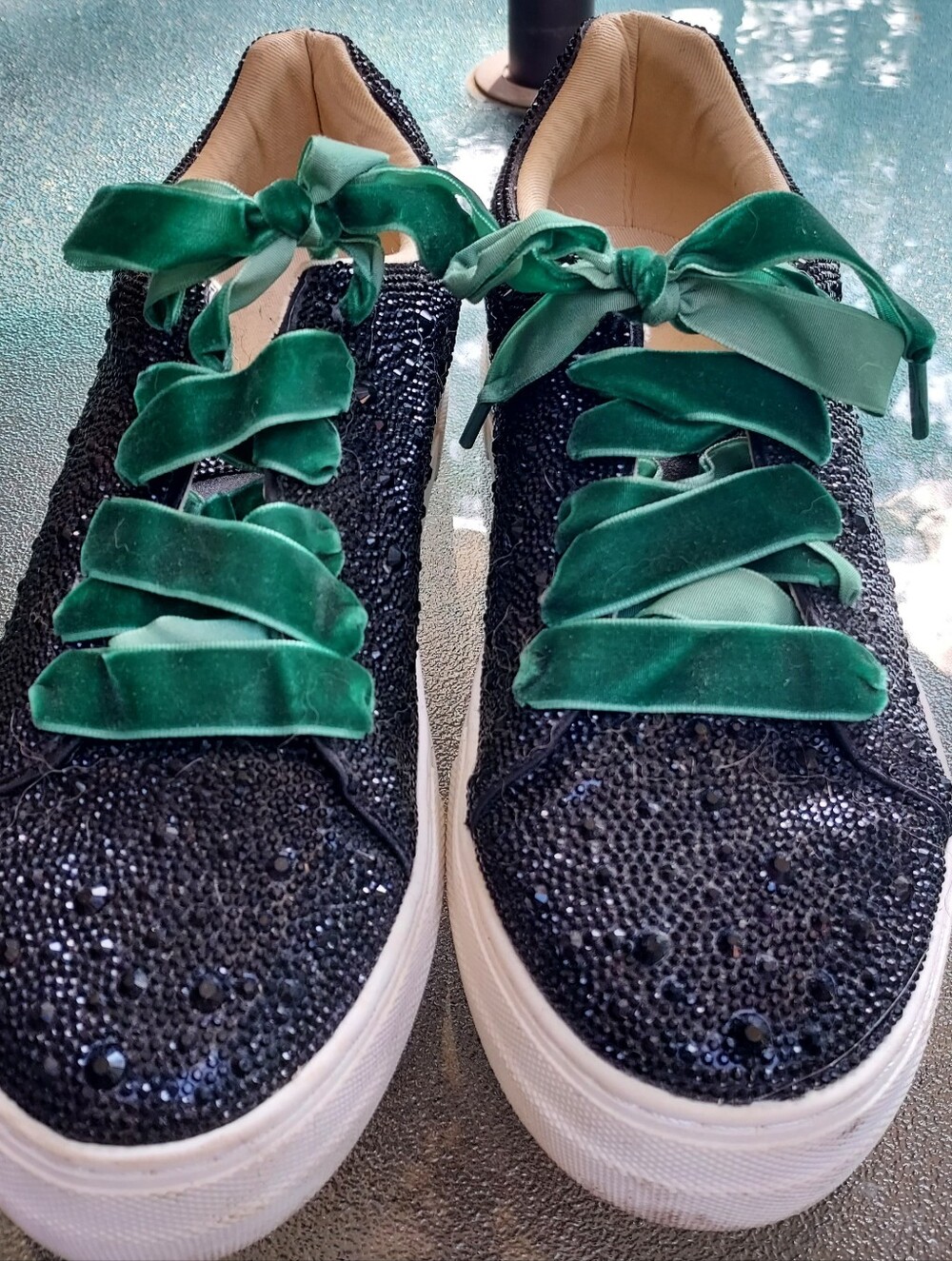 Rhinestone And Velvet Sneakers 9.5